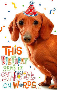 BIRTHDAY CARD DACHSHUND WITH PARTY HAT