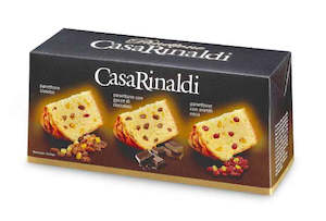 Casa Rinaldi Panettone traditional, chocolate & Blueberry choc 3x100g