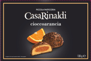 Grocery: Casa Rinaldi cioccoarancia, orange centred chocolate coated puffs 130g