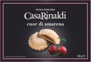 Grocery: Casa Rinaldi cuor di amarena, dark cherry biscuits 140g