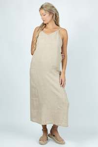 Golden Sands Linen Long Dress