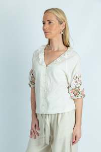 Fiona embroidered organic cotton dobby shirt