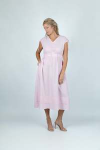 Pastel Pink Gathered Linen Dress