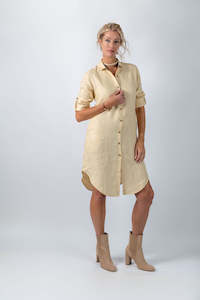 Fern Finesse Shirt Dress in Beige