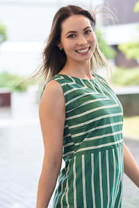 Internet only: Striped Cotton Dress in Green