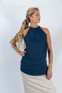 Lagoon Serenity Halter Top in Navy Blue