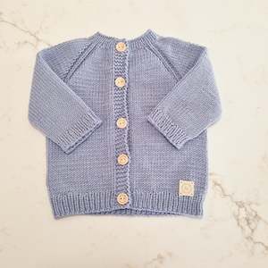 Autumn Cardigan 6 Months Blue Fog Merino