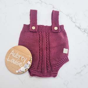 Fin's Romper 0-3 months Burgandy Merino