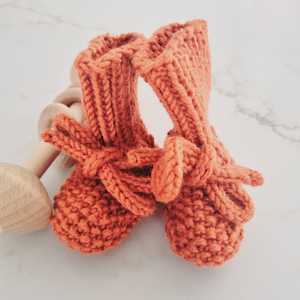 Products: Moss Booties 0-3m Merino Rust