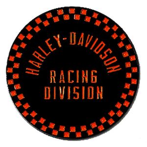 sa8013400 HARLEY 1.5 inch. Racing Checkered Round Metal Pin, Black & Orange sa8013400