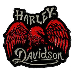 sa8014643 HARLEY 1.5 inch. Dark Wing Eagle Metal Pin, Gloss Black/Pink Finish sa8014643