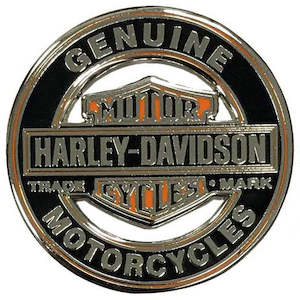 sa8009250 HARLEY 1.25in. Bar & Shield Trademark Cutout Pin, Silver Finish 8009250 sa8009250