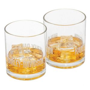 hdx-98746 HARLEY® Premier Rocks Glass Set - 10 oz. - Faux Etched H-D Logo hdx-98746