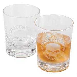 hdl-18799 HARLEY Willie G Skull Tumbler Set  Set of Two - 10 oz hdl-18799