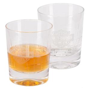 hdl-18817 HARLEY® Crystal Double Old Fashion Set, Frosted Logos, Set of Two 12 oz hdl-18817