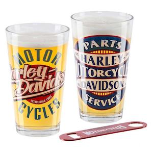 hdl-18809 HARLEY Parts & Service Graphic Set of Two Pint Glasses - 16 oz. hdl-18809