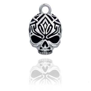 srb0037 RIDE BELL SILVER TRIBAL  SKULL  srb0037