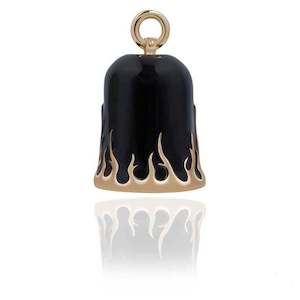 srb0013 RIDE BELL BLACK W GOLD FLAMES srb0013