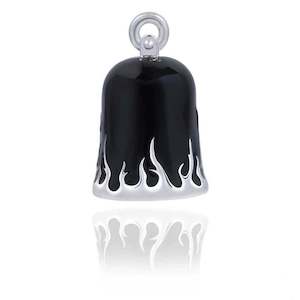 srb0012 RIDE BELL BLACK W SILVER FLAMES srb0012