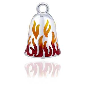 srb0010 RIDE BELL SILVER W RED FLAMES srb0010