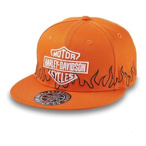 97622-24vm Harley FLAMES FITTED HAT - HARLEY ORANGE