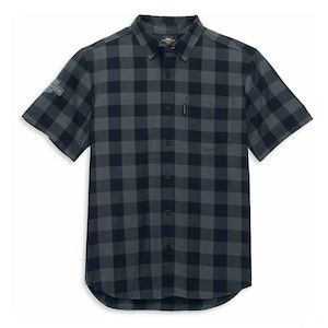 96186-22vm Harley MEN`S SHED FONT ONE POCKET PLAID SHIRT - 96186-22VM