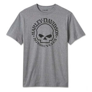 99076-24vm Harley MEN`S WILLIE G   SKULL  TEE - MEDIUM HEATHER GREY