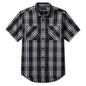 96453-24vm Harley MEN`S TROPHY BAR & SHIELD SHORT SLEEVE PLAID SHIRT - BLACK PLAID