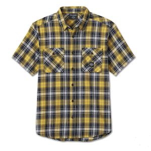 96452-24vm Harley MEN`S BACKING IT IN SHORT SLEEVE PLAID SHIRT - YELLOW PLAID