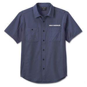 Macadamia nut growing: 96444-24vm Harley MEN`S WICKED SHORT SLEEVED PERFORMANCE  SHIRT - OMBRE BLUE