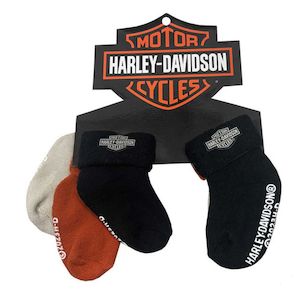 s7059307 Harley KIDS NEWBORN BOYS 3 PK SOCKS ORG/ BLACK  s7059307 s7059307