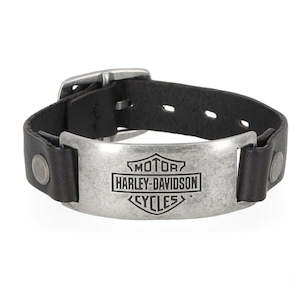 mw-mau609-blklx Harley LEATHER CUFF B&S METAL PLATE BLK LARGE mw-mau609-blkl…