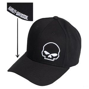 brvc0021 HARLEY   Mens Crooked Baseball Cap   Willie G    Skull Graphic - BRVC0021