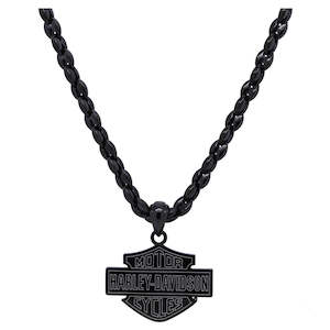 hsn0043 Harley MOD NECKLACE BLACK STEEL  BAR AND SHIELD  HSN0043-22