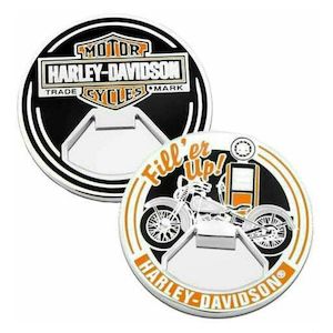 sa8009830 HARLEY Fill er Up Bar & Shield Metal Challenge Coin Bottle Opener 2in sa8009830