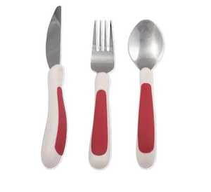 Kura Care Adult Cutlery Set – Red and White