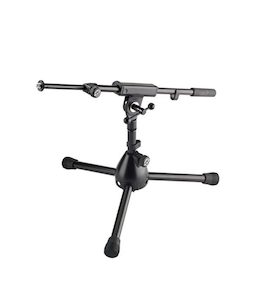 K&M Floor Mic Stand Extra Low + Boom BLACK AudioConnect