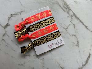 Products: Neon Gold Star and Black Leopard Set Hair Ties