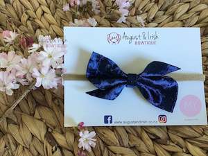 My First Bow: Navy Velvet Pinch Headband - My First Bow