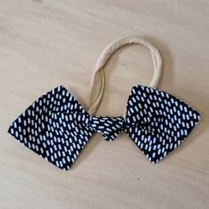 Clothing: Bow Headband - Black and White Dash