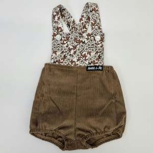 Playsuits - Brown with Floral Bib Corduroy