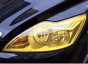 Motor vehicle part dealing - new: 1 Meter YELLOW HEADLIGHT TINT VINYL ROLL FILM & 2x Blade