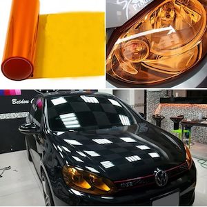 1 Meter ORANGE HEADLIGHT TINT VINYL ROLL FILM & 2x Blade