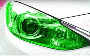 Motor vehicle part dealing - new: 1 Meter GREEN DRAGON EYES NEO CHROME HEADLIGHT TINT VINYL FILM LENS with 2x Blad