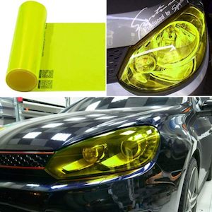 Motor vehicle part dealing - new: 1 Meter FLUORESCENCE yellow HEADLIGHT TINT VINYL ROLL FILM & 2x Blade