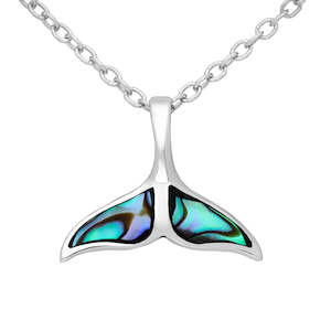 Charms & Pendants: Sterling Silver & Paua Whales Tail Pendant - Small