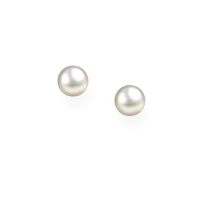 Sterling Silver AAA Grade White Freshwater Pearl Stud Earrings 7 mm