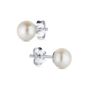 White Freshwater Pearl Stud Earrings - 8 mm