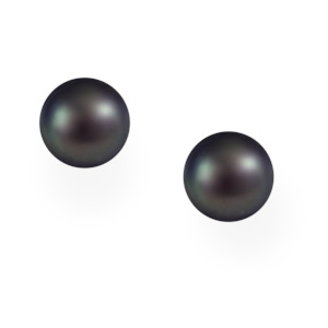 Black Freshwater Pearl Stud Earrings - 12 mm