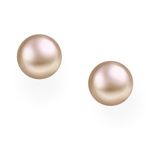 Peach Freshwater Pearl Stud Earrings - 12 mm